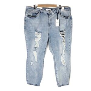 Judy Blue Light Blue Distressed Boyfriend Jeans NWT Size 24W